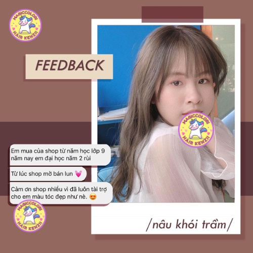 Thuốc Nhuộm Tóc Nâu Khói Trầm Tặng Oxy Trợ Nhuộm Găng Tay Mũ Chùm Kenzii Lên Từ Nền Tự Nhiên