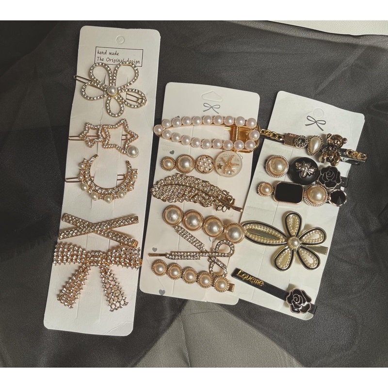 Set kẹp tóc kim loại đính hạt