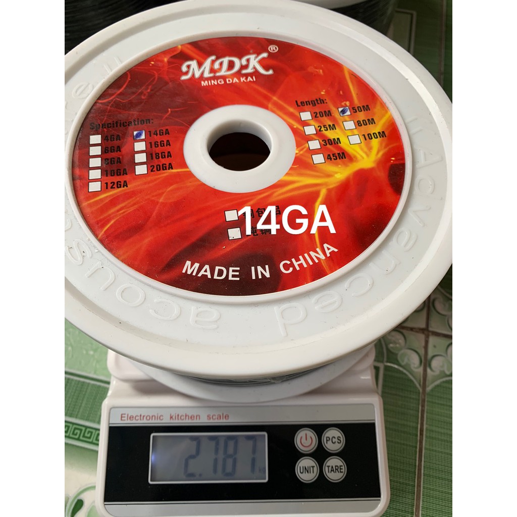 Dây loa âm thanh ô tô đồng nguyên chất không ôxy 14GA, 16GA, 18GA cuộn 50 mét