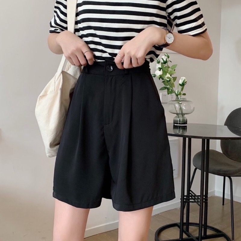 Quần short nữ lửng ống rộng, quần đùi ống rộng cạp cao 1 ly chất tuyết mưa Minxinh [Mã QL50]