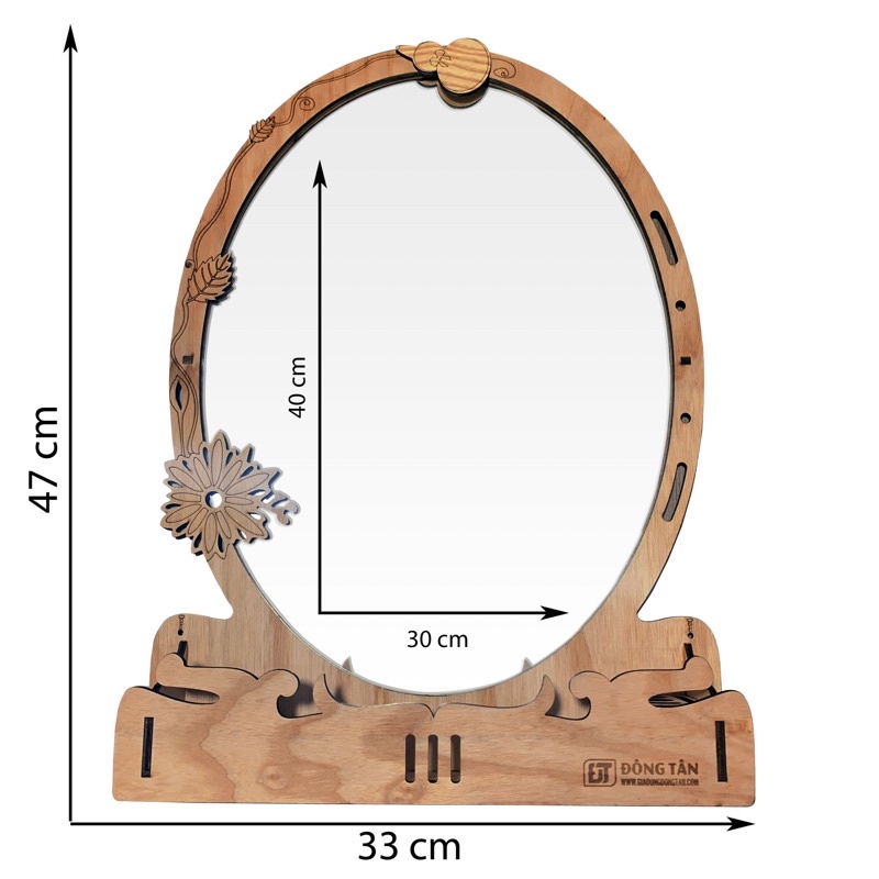 Gương gỗ treo tường chống thấm nước Elip Đại cao cấp