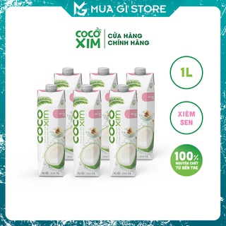 Combo 6 hộp nước dừa đóng hộp cocoxim vị xiêm sen dung tích 1000ml/hộp, nước dừa tươi, giao hỏa tốc hà nội