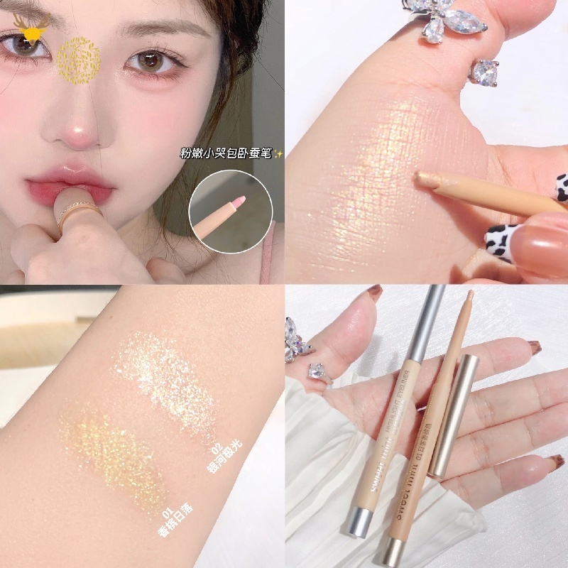 Bút Kẻ Mắt Bắt Sáng Lâu Trôi Chống Thấm Nước Màu Trắng Ngọc Trai