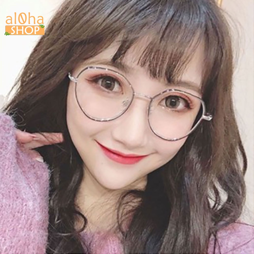 Mắt kính thời trang chống bụi gọng sắt tròn K008 unisex nam nữ phong cách tri thức, lịch sự - al0ha Shop