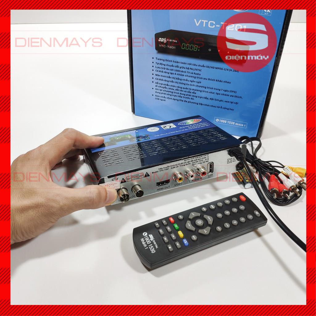 Đầu thu kĩ thuật số mặt đất DVB T2 VTC T201 tặng Anten kèm dây 15m