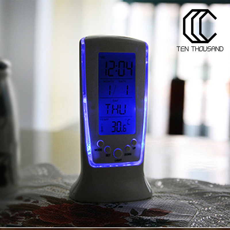 ♋Đồng Hồ Báo Thức Hiển Thị Lịch Đèn LED ABS Để Bàn