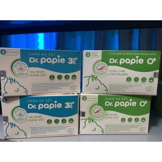 Khăn Lau Hạ Sốt Giảm Nhiệt An Toàn Cho Bé Từ 0m+ Dr.Papie (Hộp 25 Cái)