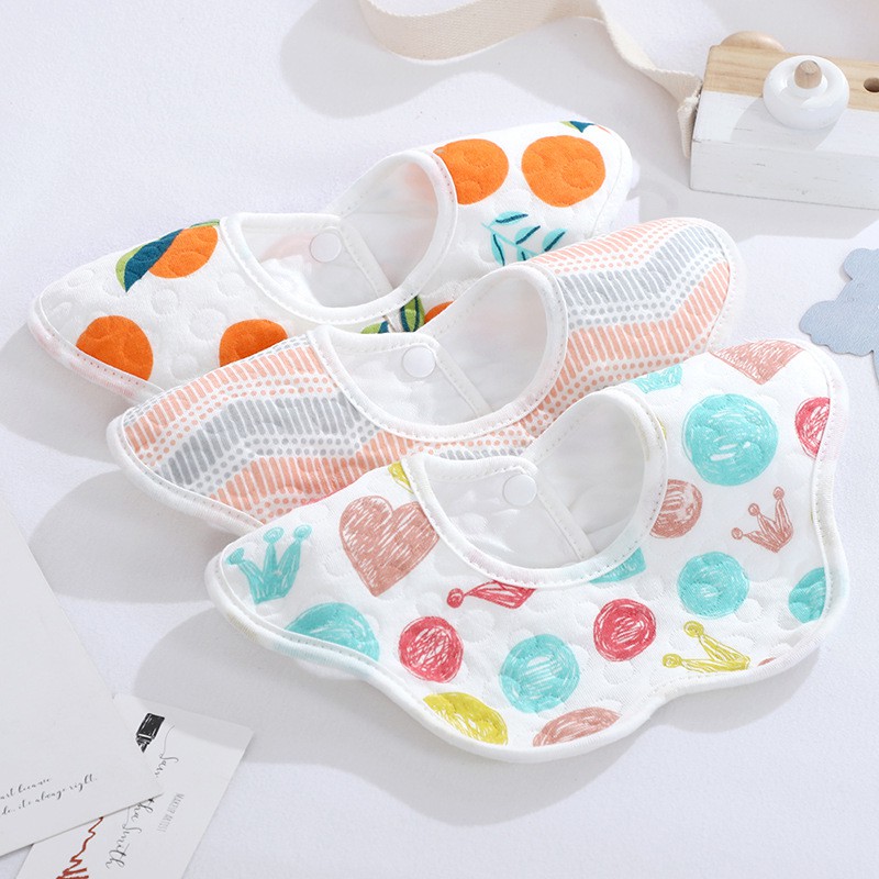 Yếm tròn xoay yếm dãi 360 cho bé chất liệu cotton mềm mịn thấm hút tốt nhiều màu sắc đáng yêu - yếm ăn dặm