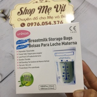 TÚI TRỮ SỮA UNIMOM COMPACT KHÔNG CÓ BPA 210ML (60 TÚI/HỘP) - UM870268