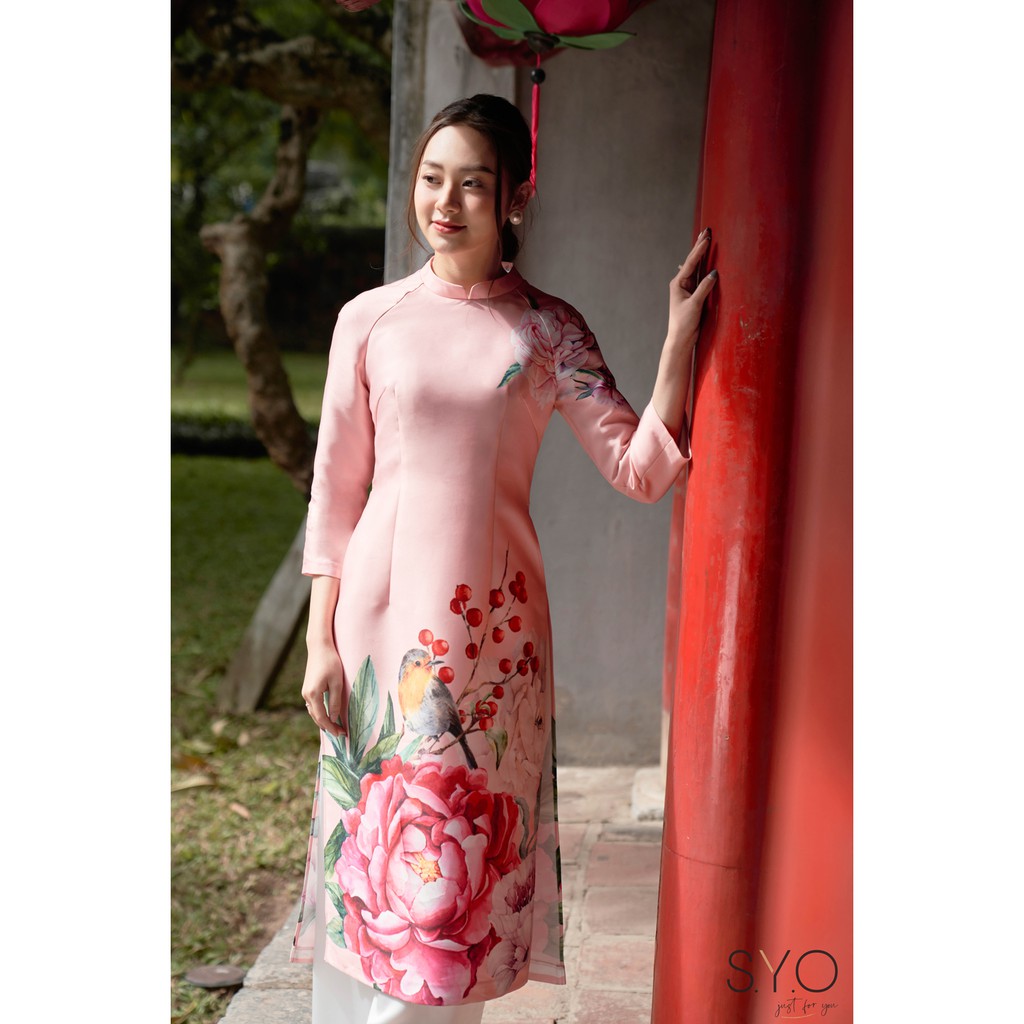 Áo Dài In Hoa Mẫu Đơn SYO AD001