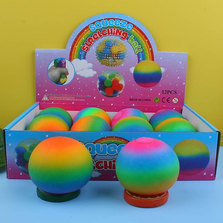 Squishy bóng cầu vồng 7 màu đồ chơi bóp tay mềm mịn dễ thương chân thực giảm stress co dãn
