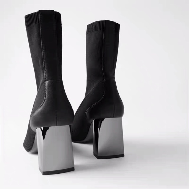 Boot len phối da gót kim loại ZR mẫu mới 2019 . Ảnh thật