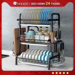 [𝐅𝐫𝐞𝐞𝐬𝐡𝐢𝐩] Kệ để bát đĩa inox 304 cao cấp chống Vi khuẩn, han gỉ, bám bẩn Vando