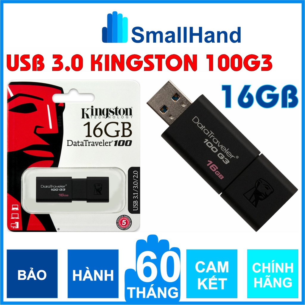 USB 3.0/16GB Kingston DataTraveler 100G3 – Chính hãng – Bảo hành 5 năm