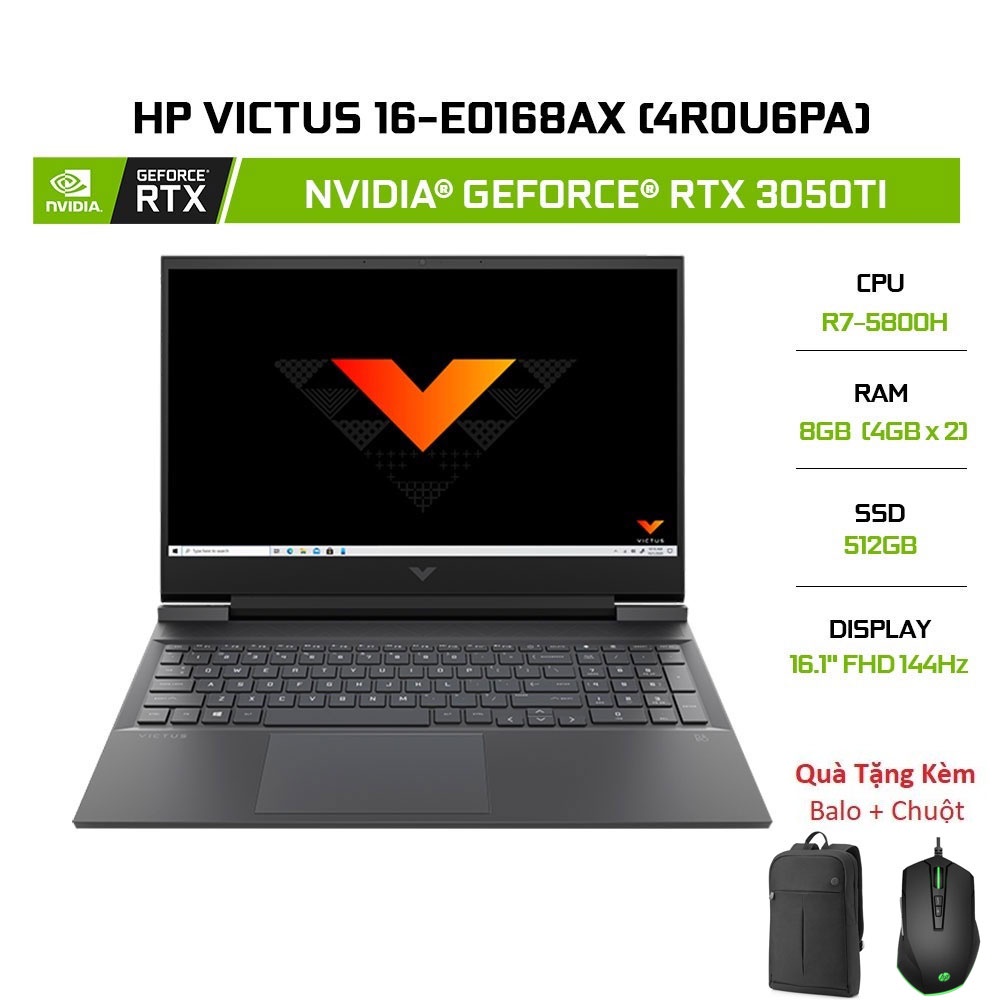 Laptop HP Victus 16-e0168AX 4R0U6PA R7-5800H|8GB|512GB|RTX™ 3050Ti 4GB|16.1' 144Hz
