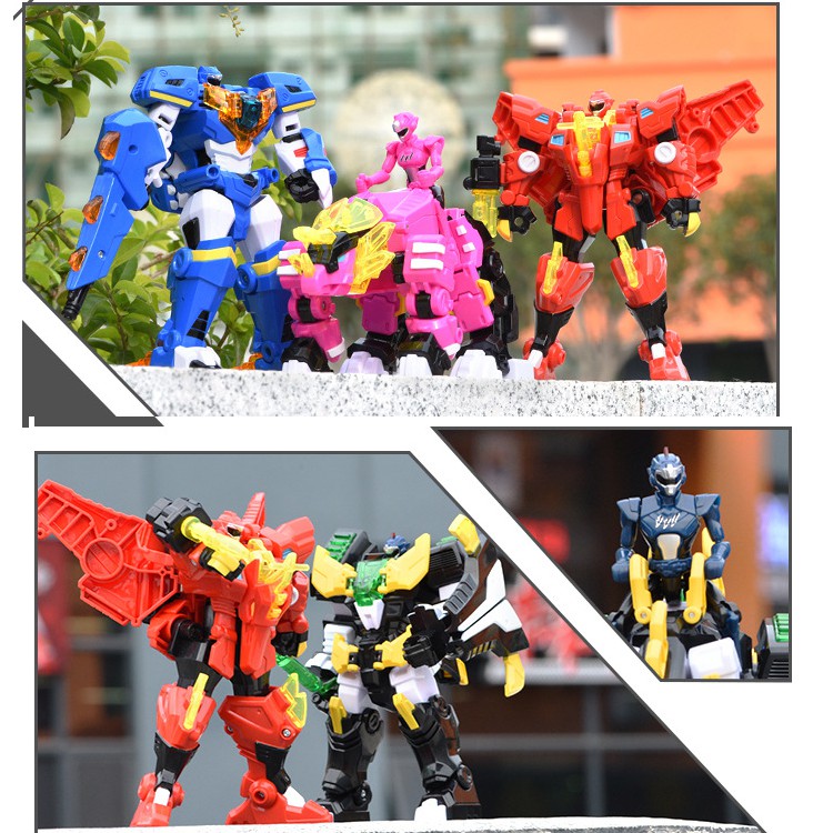 Đồ chơi Robot siêu khủng long Tricera hào quang hộ vệ cùng siêu nhân Lucy Tốt bụng siêu nhân nhí miniforce