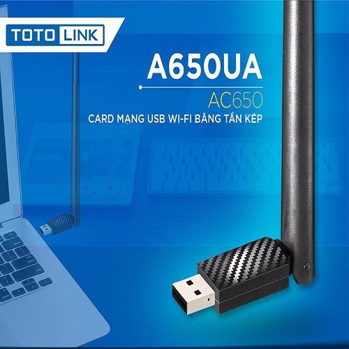 USB Wi-Fi Băng Tần Kép AC650 Totolink A650UA (Đen) - Hàng Chính Hãng