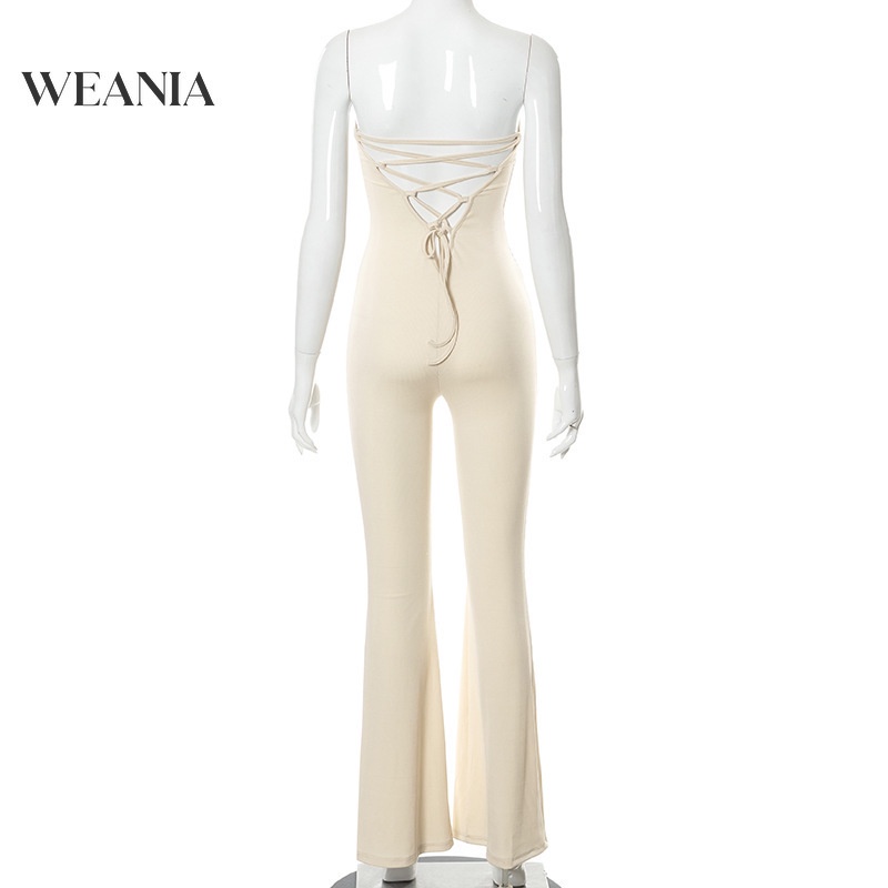 Bộ Áo Liền Quần Trễ Vai Buộc Dây Sau Lưng Vải Cotton D0316 Cho Nữ