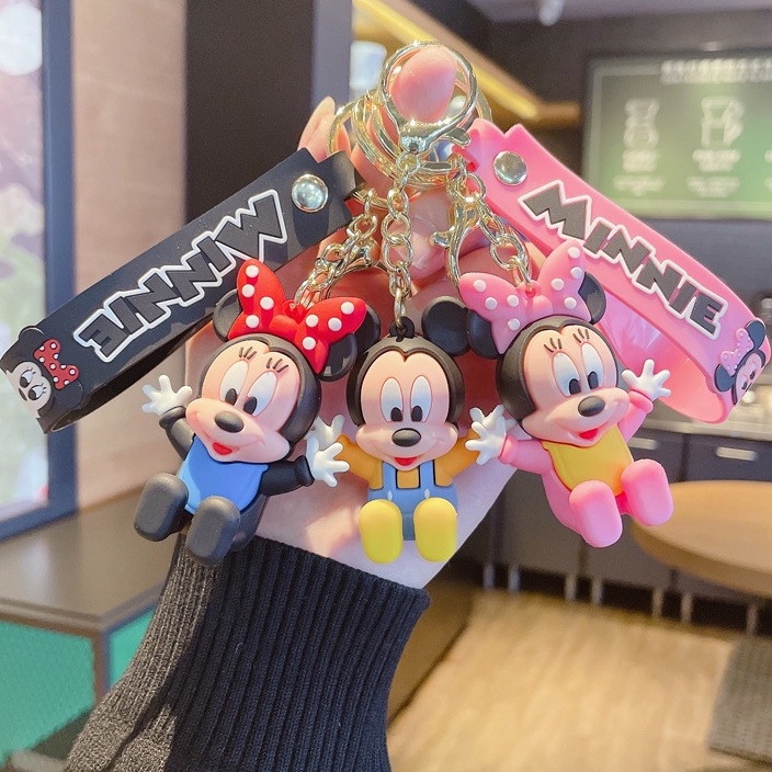 DISNEY Móc Khóa Gắn Mặt Hình Chuột Mickey Minnie Dễ Thương Cho Bé