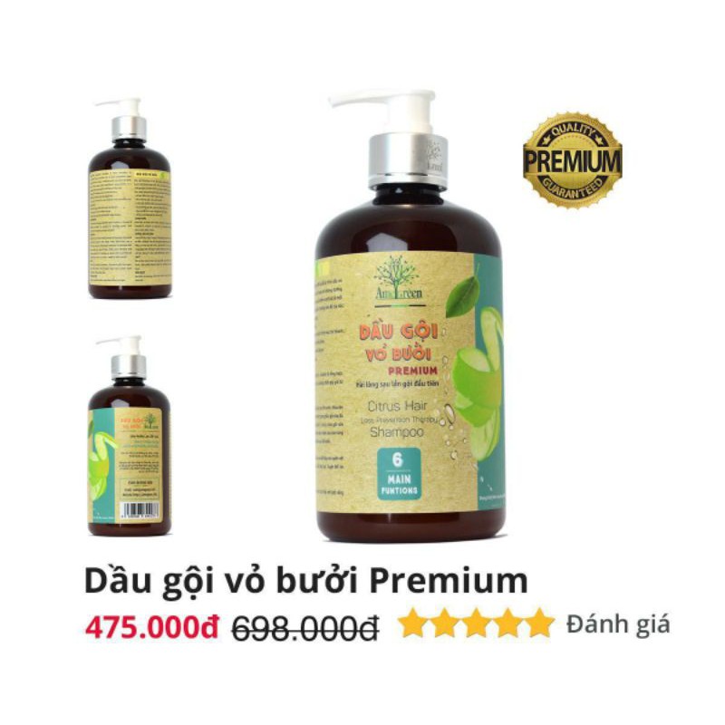 [Phiên bản Premium] Dầu gội vỏ bưởi trị rụng tóc Premium 600ml