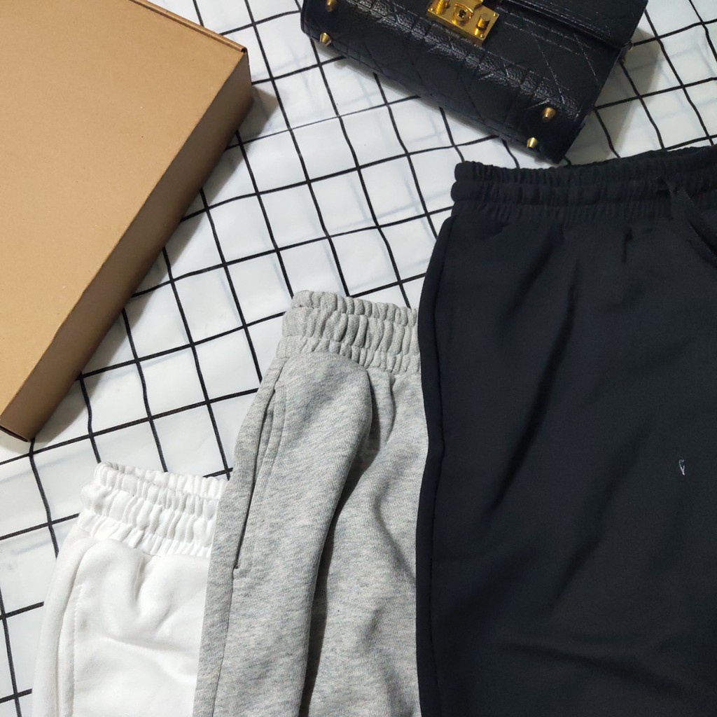 Quần Jogger nỉ trơn Nam Nữ COLORFUL vải thun da cá, màu Trắng/ Xám/ Đen quần ống rộng, form thoải mái - J00 | BigBuy360 - bigbuy360.vn