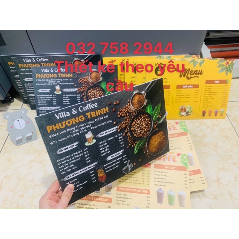 IN MENU A4 -A3 IN  2 mặt ép nhựa hoặc bồi cứng fomex dày 5 Ly quận 10