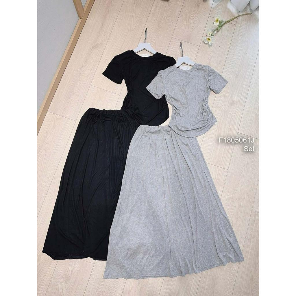 Set bộ thun zip áo dáng ôm nhún 2 bên tay con kèm chân váy xòe dáng dài! (kèm hình thật trải)
