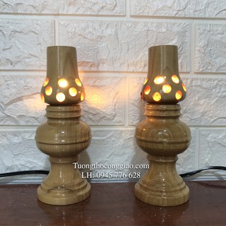 Đèn bàn thờ Chúa 18cm gỗ sồi