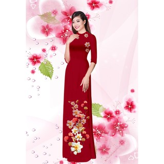 Áo dài truyền thống in Lan Bách Hợp cao cấp - KHÔNG KÈM QUẦN