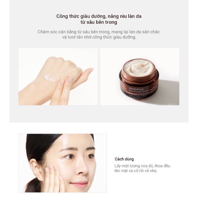 Kem dưỡng trà đen lên men chống lão hóa Innisfree Black Tea Youth Enhancing Cream 45mL