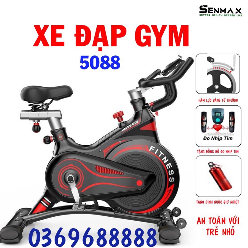 Xe đạp tập gym fitness, tặng đồng hồ cảm biến nhịp tim, chế độ kháng lực bằng từ trường, xe đạp trong nhà, hàng cao cấp