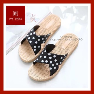 Dép nữ quai chéo dép lê đế cói rửa nước đi mưa êm dẻo nhẹ nhàng đi biển mùa hè hot trend 2020 mẫu mới xinh - UMISHOES
