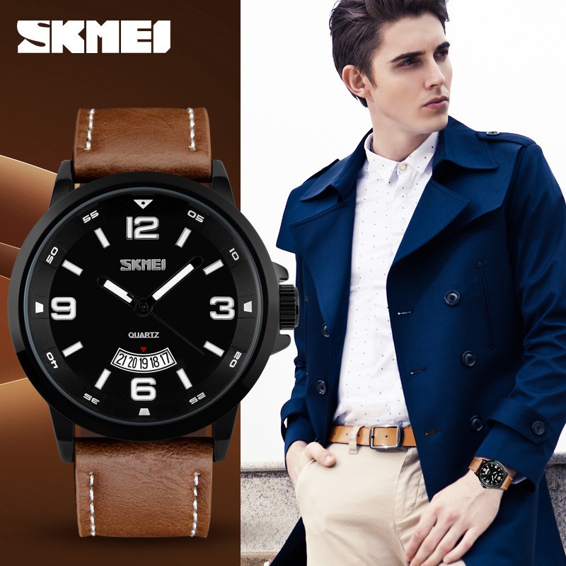 Đồng hồ nam SKMEI chính hãng Fullbox, dây da phong cách thể thao, mạnh mẽ - SKMI7
