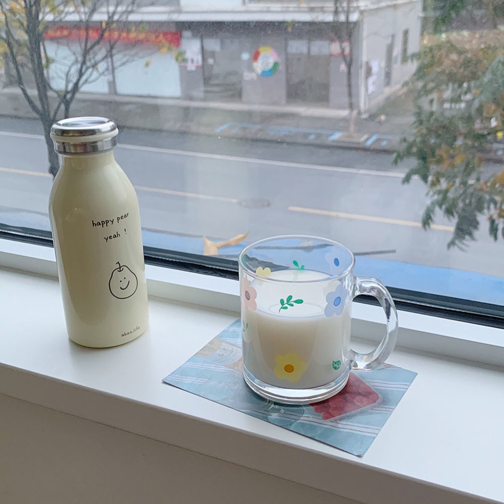 Cốc Ly Thủy Tinh In Hình Hoa Blue Flowers