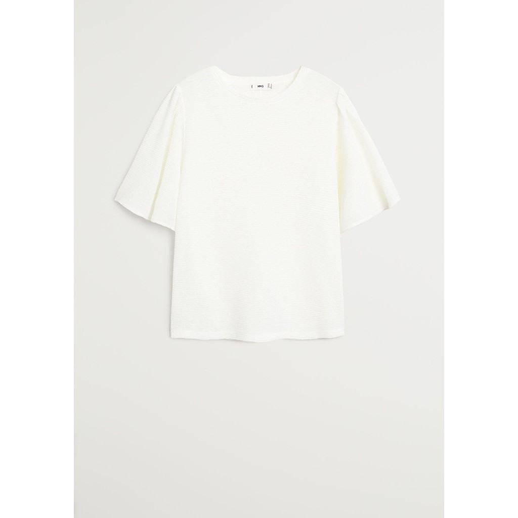 Áo Thun Nữ Mango Pleated Canilla T Shirt Off White