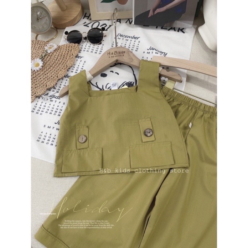 Sét quần ống rộng kèm áo thô giấy mềm lạ mắt cho bé gái từ 10-20kg💋