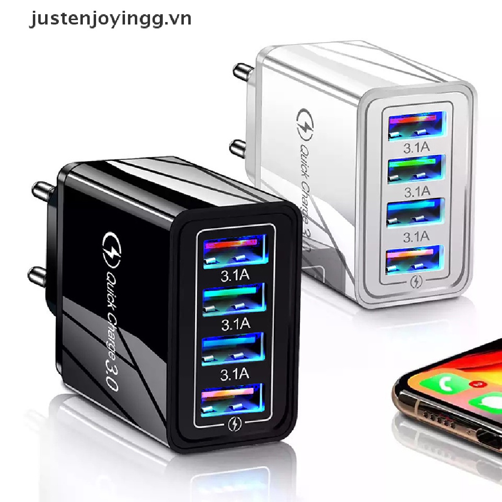 / / 3c Phụ Kiện / 4 Cổng Sạc Nhanh QC 3.0 USB Hub Gắn Tường