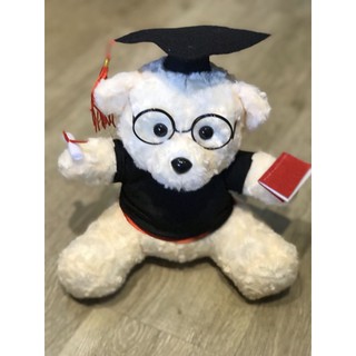 Gấu bông tốt nghiệp 20cm lông xù- màu kem  giá rẻ kho TPHCM