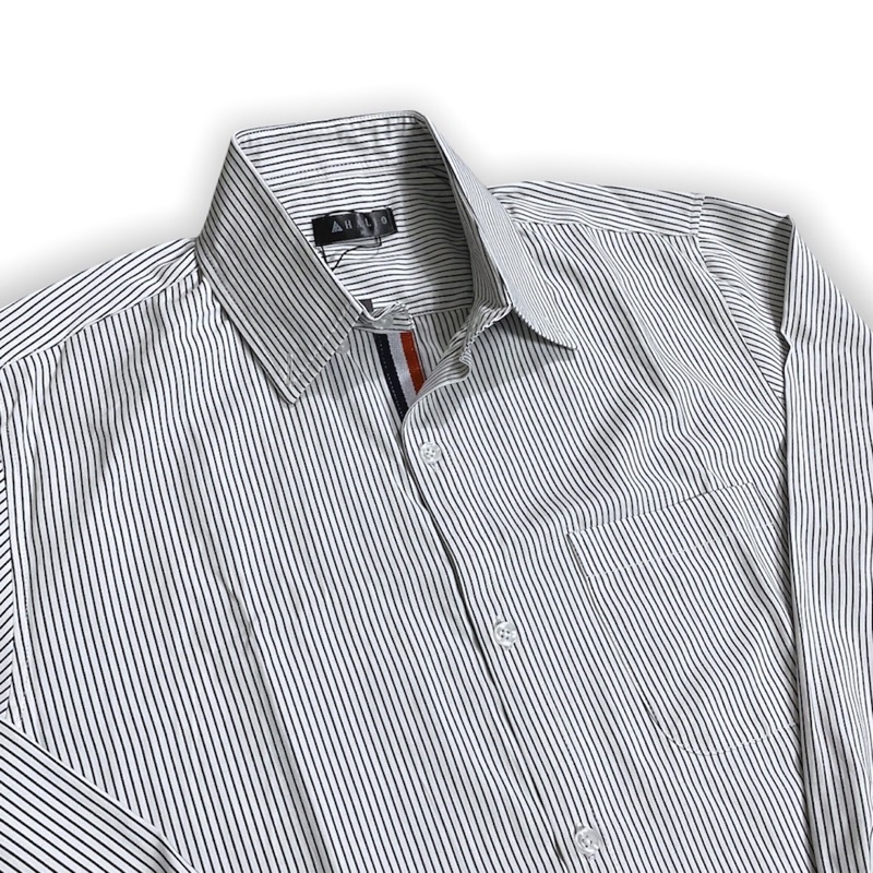 Áo sơ mi dài tay nam mẫu kẻ đen trắng sọc nẹp , vải Cotton xịn, chuẩn form - Regular fit, đứng form - HALIOMAN