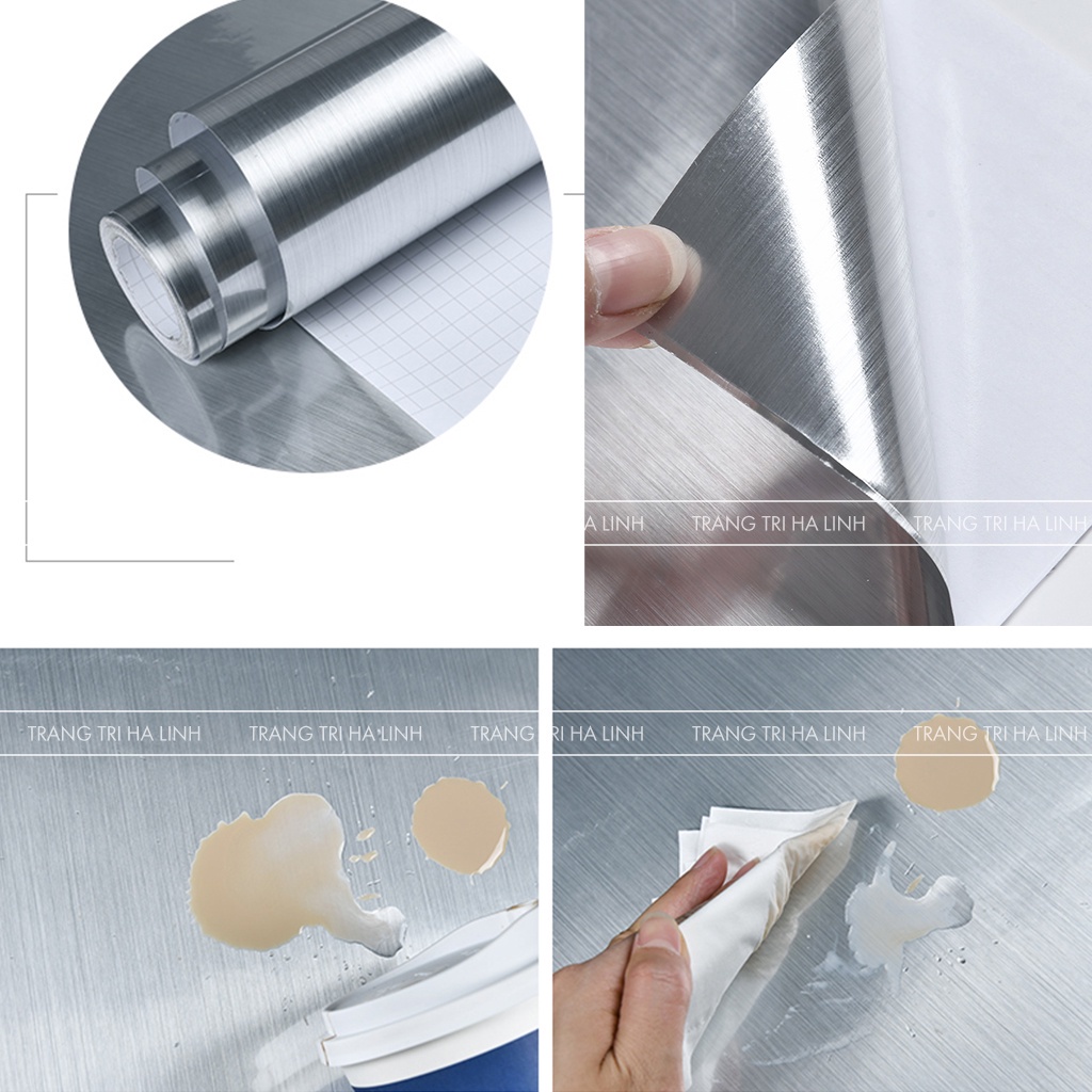 Decal nhôm xước dán tủ lạnh màu bạc và vàng chống thấm nước