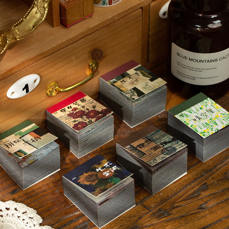 Set 36 Thẻ Giấy In Hình Phong Cách Vintage Trang Trí Sổ Tay