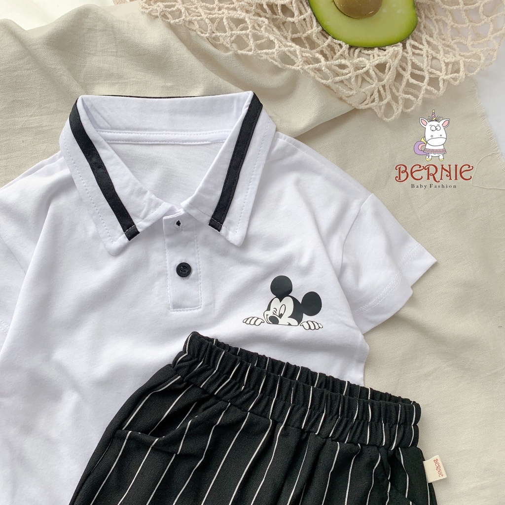 _Bộ Cotton PoLo Micky Soái ca cho bé trai 9 đến 22kg