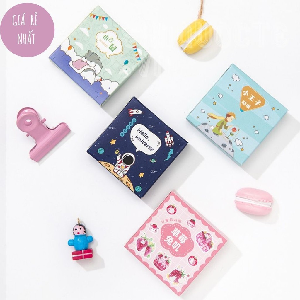 Hộp 45 nhãn dán hoạt hình đáng yêu dùng trang trí sổ tay DIY Box Sticker ST96
