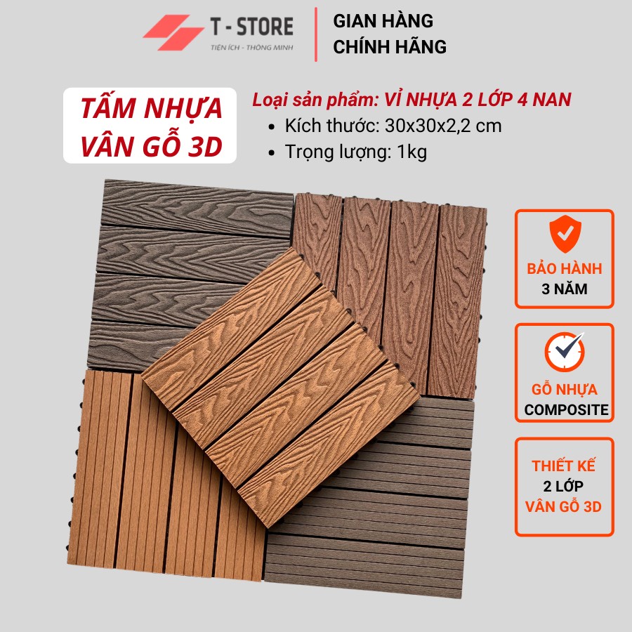 Vỉ Nhựa Lót Sàn Ban Công Nguyên Khối Loại 3D 2 Lớp. Tấm Gỗ Nhựa lót sàn  Ban Công, Nhà,Sân Vườn