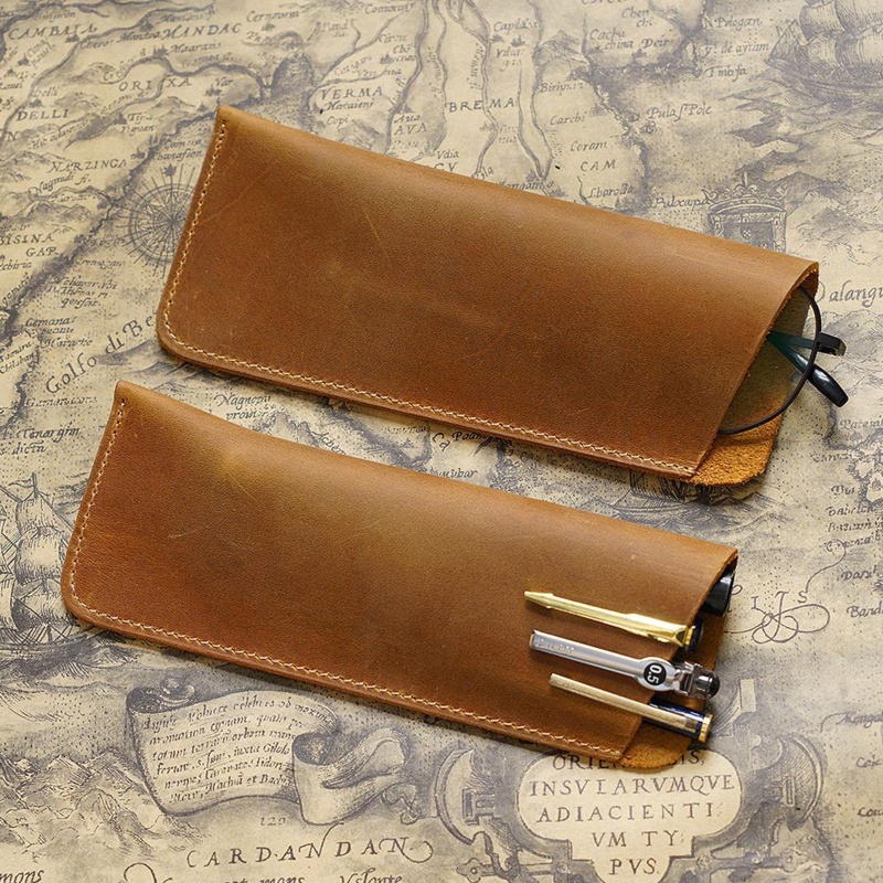 Túi Đựng Bút Bằng Da Mềm Màu Trơn Đa Năng Tiện Dụng