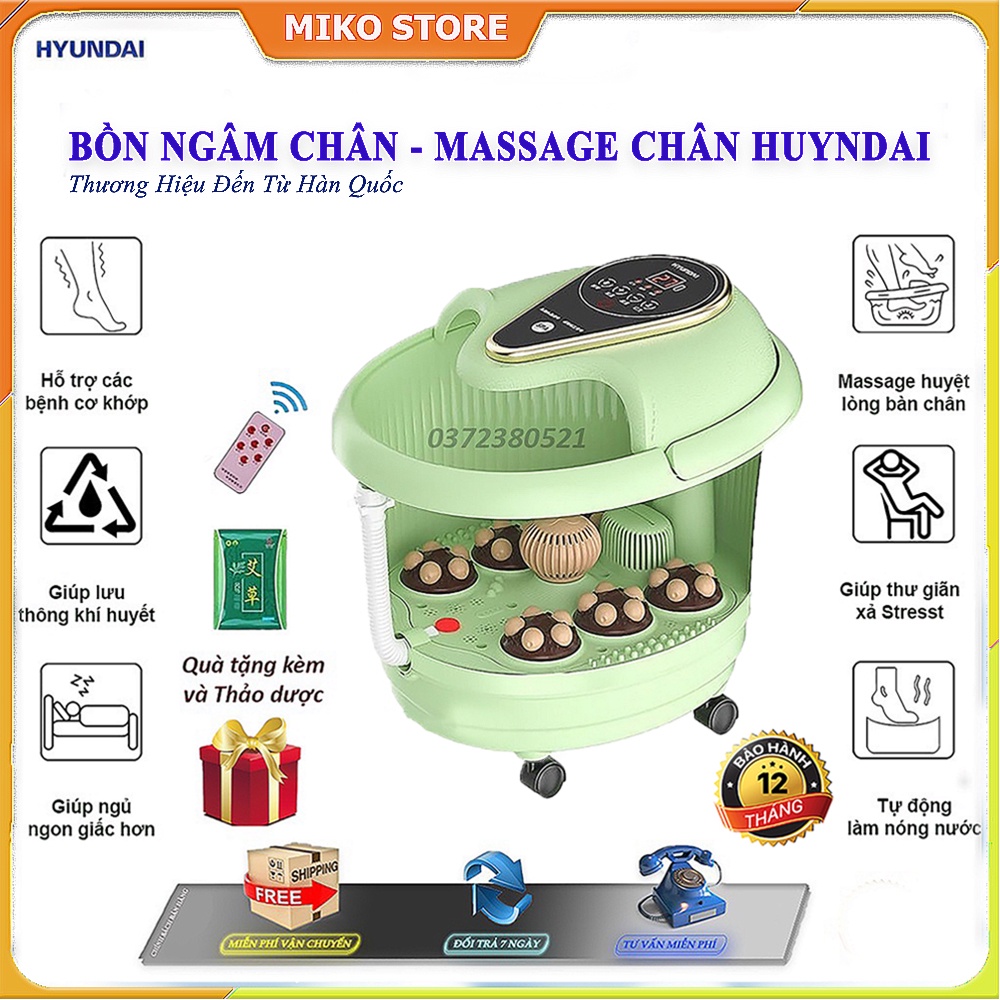 [Voucher 63k]Máy Ngâm Chân, Máy Massage Chân Hồng Ngoại HYUNDAI - KOREA, Tự Động Làm Nóng Nước, Lưu Thông Khí Huyết