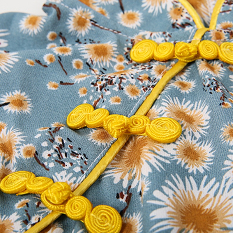 Đầm Sườn Xám Không Tay In Họa Tiết Hoa Thời Trang Mùa Hè Cho Bé Gái