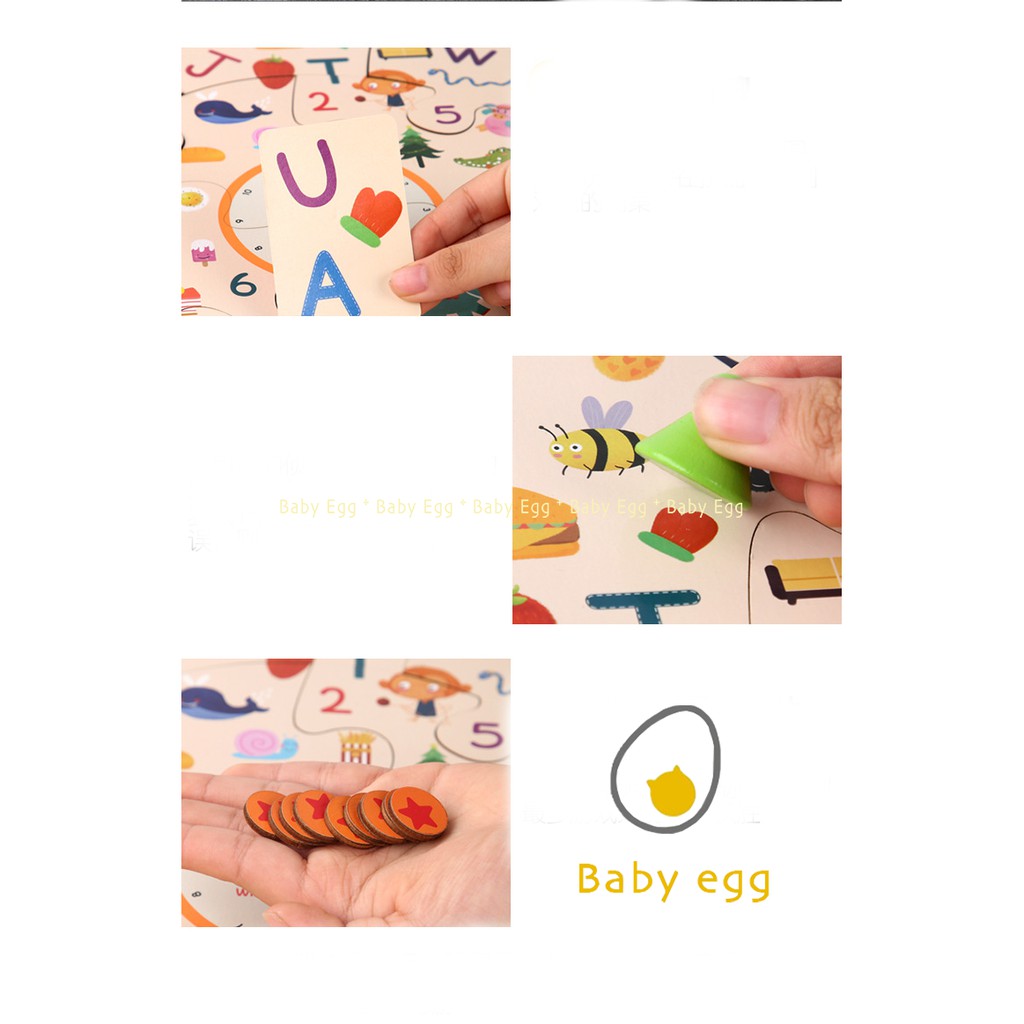 Set bộ đồ chơi trẻ em cho bé gái trai board game tương tác nhóm gia đình học chữ đếm thời gian từ 4 5 6 7 tuổi baby egg