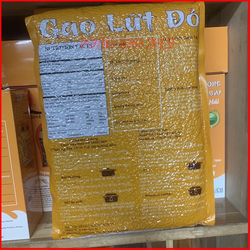 Gạo Lứt Đỏ Quy Nguyên Thầy Tuệ Hải Chùa Long Hương Hút Chân Không túi 5kg