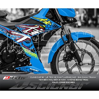 Tem rời Satria xanh GP zin - mẫu Hayabusa không bay màu